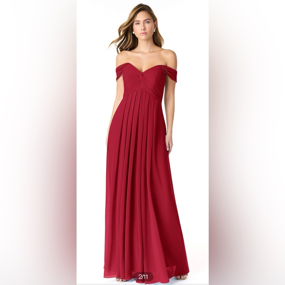 AZAZIE Maxi‎ Bridesmaid Dress Sweetheart Neckline Criss Cross Straps Long Red 14